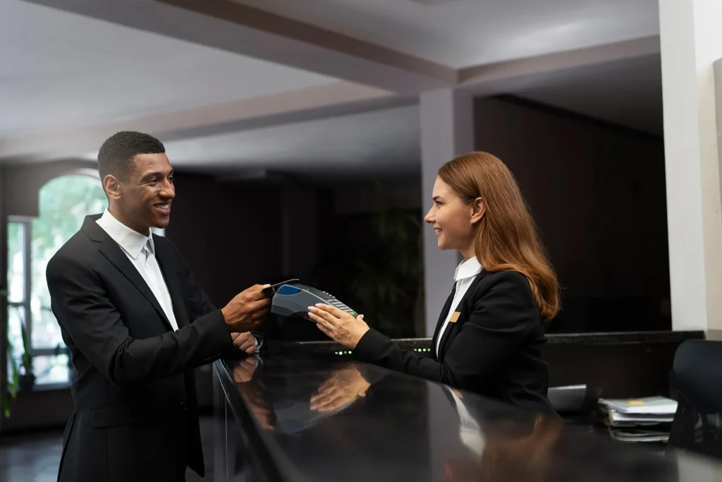 receptionist-elegant-suit-work-with-customer